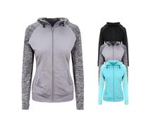 JC058 Just Cool Damen Sportjacke mit Ärmeln in melierter Kontrastfarbe Black XS