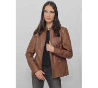 Lederjacke JCC "31023628", Damen, Gr. 36, braun (cognac), Obermaterial 100% Lammleder / Futter: 100% Polyester, Jacken (92845851-36) cognac