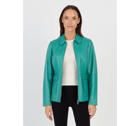 Lederjacke JCC "3102222", Damen, Gr. 40, blau (deep turquoise), Obermaterial: 100% Lammleder. Innenfutter: 100% Polyester, mit Knopf,Ärmel mit Ärmelschlitz, Jacken (15076646-40) deep turquoise