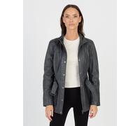 JCC Lederjacke R6382, mit verdecktem Reißverschluss 42, Normalgrößen grau Damen Lederjacken Jacken Mäntel 42, Normalgrößen grey