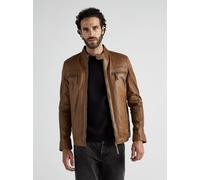 Bikerjacke JCC "EL101", Herren, Gr. 62, braun (camel), Obermaterial: 100% Leder, Schaf / Futter: 100% Polyester, mit Knopf, Jacken (26313632-62) camel