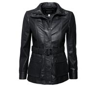 Bikerjacke JCC "R6382", Damen, Gr. 46, schwarz, Obermaterial: 100% Lammleder; Futter: 100% Polyester; Ärmelfutter: 100% Polyester, mit Knopf, Jacken (44642917-46) schwarz