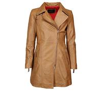 JCC Ledermantel mit knalligem Innenfutter MPJ-380 42 braun Damen Übergangsmäntel Mäntel Jacken 42 cognac