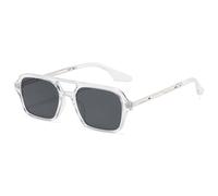 JCTAIFOO Vintage 70s Quadratische flache Piloten-Sonnenbrille für Herren Damen Trendy Retro Rectangle Small Shades Cool Niedliche Mode Brille Transparent-Silber/Grau