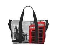 Jcvytsdlk Faltbare Reisetasche, Sporttasche, Handgepäck, Handtasche, Übernachtung, Crossbody-Tasche für Männer und Frauen, England, UK, Retro, London, Telefon, Schwarz