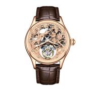 JDLERMY Flying Tourbillon Mechanische Handaufzieh-Armbanduhr für Herren, Skelett, Diamant-Zifferblatt, Armbanduhr, Saphir, doppelseitig, hohl, chinesisches Sternzeichen, Schlangenmuster, Bedeutung