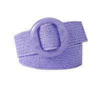 Jdlsppl Damen Stretch Geflochtener Gürtel Elastisch Rattan Lochlose O Ring Schnalle Bohemian Sommer Chunky Bastgürtel für Kleid, Lila 307, Length 90 width 5.0 = S-XL