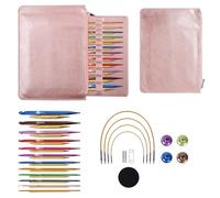 JDNH 12 Paar austauschbare tunesische Häkelnadeln, Aluminium, Rundstricknadeln, 3,0 mm - 10 mm, mit Kabel und Aufbewahrungstasche zum Basteln, austauschbares Rundstricknadel-Set mit Etui