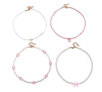 JDNH 4-teiliges Mädchen-Halsketten-Set mit bunten Schmetterlings-Herz-Perlen, Schmuck für Kinder, Teenager, Freundschaftsgeschenke, Schmetterlings-Herz-Blumen-Halskette