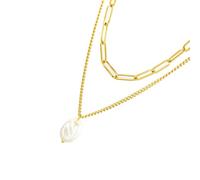 JDNH Doppellagige Perlen-Halskette, elegantes französisches Design, Stahlkette, leicht, für den täglichen Gebrauch und besondere Anlässe, Datumslose Doppelstränge, Perlen-Geschenk