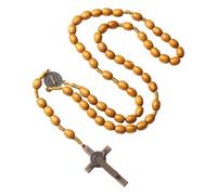 JDNH Europäisch inspirierte Rosenkranz-Halskette aus Holzperlen, Größen 8 mm, 10 mm, mit 5,2 cm Anhänger für den täglichen Gebrauch, Vintage-Mode, One Size, Wie beschrieben, Wie beschrieben