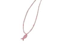 JDNH Halskette mit buntem Fisch-Anhänger, verstellbare Länge, Schlüsselbeinkette, feminines Accessoire für den täglichen Gebrauch, einzigartiges Perlen-Halskette, One Size, Wie beschrieben, Wie