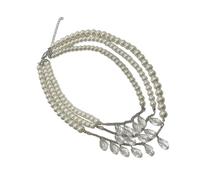 JDNH Mehrsträngige Halskette mit Kunstperlen und Kristallanhänger für Damen, Vintage-Stil, Party-Schmuck, Geschenk, Schichtkristall-Anhänger-Halskette für Damen