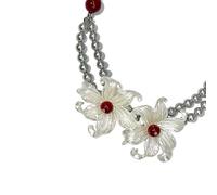 JDNH Modische Perlen-Blumen-Halskette, tragbar für Damen, zarte Handwerkskunst für elegante, stilvolle Outfits, täglicher Gebrauch, Perlen, Blumen-Halskette