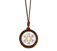 JDNH Spirituelles Hexagramm Sri Yantra Anhänger Choker Heilige Geometrie Holz Amulett Halskette für Frauen Verstellbare Schlüsselbeinkette, Gemischte Materialien
