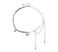 JDNH Zarte Herzanhänger-Halskette mit Stern-Quasten, Halskette für Valentinstag oder Veranstaltung, Schlüsselbeinkette, lässiges Outfit-Accessoire