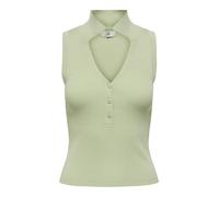 JDY - Ärmelloses Stricktop mit Polokragen und V-Ausschnitt grün - Gr. - XS