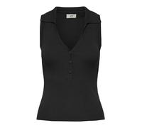 JDY - Ärmelloses Stricktop mit Polokragen und V-Ausschnitt schwarz - Gr. - XS
