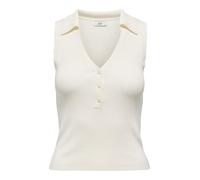 JDY - Ärmelloses Stricktop mit Polokragen und V-Ausschnitt weiß - Gr. - M