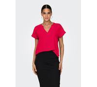 Shirtbluse JDY "JDYLION S/S TOP WVN NOOS", Damen, Gr. 36, pink (ski patrol), Web, Obermaterial: 100% Polyester, unifarben, regular fit normal, V-Ausschnitt, Blusen (41993954-36) ski patrol