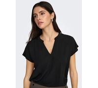 Shirtbluse JDY "JDYLION S/S TOP WVN NOOS", Damen, Gr. 44 (XXL), schwarz, Web, Obermaterial: 100% Polyester, unifarben, regular fit normal, V-Ausschnitt, Blusen (40245464-44) schwarz