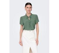 Kurzarmbluse JDY "JDYLIMA LIFE S/S TOP WVN NOOS", Damen, Gr. 34, grün (laurel wreath), Web, Obermaterial: 100% Viskose, unifarben, loose fit normal, V-Ausschnitt, Blusen, Viskose, loose fit (90326563-