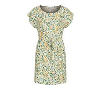 JDY by ONLY Damen Viskose T-Shirt Kleid mit Taillenzug Blumen Muster weiss grün