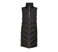 JDY Damen 3/4-lange Steppweste JDYFinno Long Padded Waistcoat mit Stehkragen 15305655 Black/Silver Zip XS