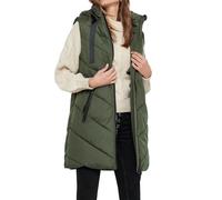 JDY Damen 3/4-lange Steppweste mit Kapuze JDYSkylar Padded Hood Waistcoat 15220630 Forest Night XS