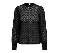 JDY Damen Bluse hoch geschlossen Knopfleiste Spitzen-Detail Langarm