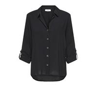 JdY Damen Bluse mit Hemdkragen locker geschnitten Langarm umgeschlagene Ärmelbündchen, Farben:Schwarz-2, Größe:M