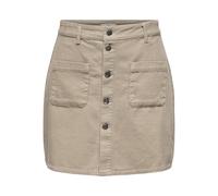 JDY Damen Cord Mini-Rock JDYShiraz Cordrock mit sichtbarer Knopfleiste 15220695 Simply Taupe L