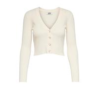 JDY Damen Dünne Langarm Strickjacke Kurzer V-Ausschnitt Knitted Cardigan Basic Stretch JDYDONNEL, Farben:Beige, Größe:S