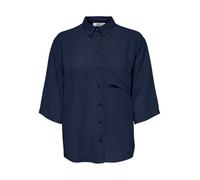 JDY Damen Elegantes Hemd in Knitteroptik 3/4 Arm Business Blusen Oberteil mit Brusttasche JDYDIVYA, Farben:Schwarz-3, Größe:M