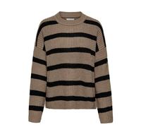 JDY Damen gestreifter Grobstrick-Pullover JDYJusty Pulli mit Streifen 15264902 Walnut/Black XL