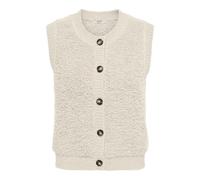 Strickweste JDY "JDYEIRA LIFE S/L O-NECK BUTTON VEST KNT", Damen, Gr. S, birch, Strick, Obermaterial: 90% Polyester, 5% Wolle, 3% Elasthan, 2% Polyacryl, unifarben, hüftlang, Rundhals, Westen (4709113