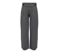 Jerseyhose JDY "JDYGEGGO NEW LONG PANT JRS NOOS", Damen, Gr. M (38), Länge 32, grau (medium grau melange detail:schwarz buttons), Jersey, Obermaterial: 95% Polyester, 5% Elasthan, unifarben, relaxed f