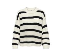 Jacqueline de Yong Pullover JDYJUSTY L/S Stripe – gestreift, Rundhals – Beige/Schwarz, Damen XL