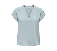 JdY Damen Einfarbige Kurzarm Bluse Basic V-Ausschnitt Blusenshirt Blouse Oberteil JDYLION, Farben:Hellblau, Größe:36