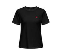 Kurzarmshirt JDY "JDYPISA S/S PRINT TOP JRS NOOS", Damen, Gr. XL, schwarz (schwarz heart), Jersey, Obermaterial: 100% Baumwolle, bedruckt, regular fit normal, Rundhals, Shirts, Baumwolle, regular fit