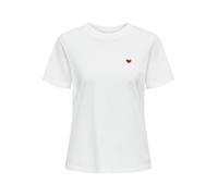 Kurzarmshirt JDY "JDYPISA S/S PRINT TOP JRS NOOS", Damen, Gr. L, weiß (cloud dancer heart), Jersey, Obermaterial: 100% Baumwolle, bedruckt, regular fit normal, Rundhals, Shirts Kurzarmshirt, Baumwolle