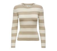 JdY Damen JDYPLUM L/S O-Neck Pullover KNT NOOS Strickpullover, Humus/Stripes:Birch, XXL