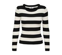 JdY Damen Jdyplum L/S O-Neck Stripe Pull. KNT Noos Strickpullover, Black/Stripes:w Eggnog Stripes, L EU