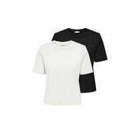 JdY Damen Jdyrex S/S Top 2-Pack JRS Dia, Black, Medium (2er Pack)