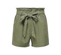 JdY Damen Kurze Stoff Shorts Sommer Hot Pants Paperback Bermuda Hose aus Leinen mit Bindeband JDYSAY, Farben:Grün, Größe:42