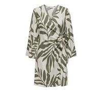 Wickelkleid JDY "JDYSEZEN LIFE 7/8 SHORT DRESS WVN DIA", Damen, Gr. XS (34), N-Gr, sandshell aop:deep lichen grün, Web, Obermaterial: 100% Viskose, bedruckt, modisch, regular fit kurz, V-Ausschnitt, L