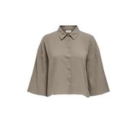 JdY Damen JDYTHEIS 3/4 Crop Shirt WVN Dia NOOS Hemd, Brindle, X-Small