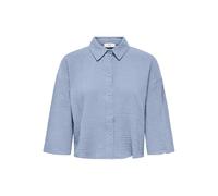 JdY Damen Jdytheis Life Crop Shirt WVN Noos Regular Fit Hemd Mit Hemdkragen Und 3/4 Ärmeln, Kentucky Blue, Large