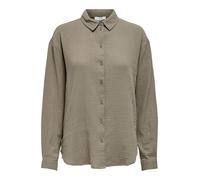 Hemdbluse JDY "JDYTHEIS LIFE L/S LOOSE SHIRT WVN NOOS", Damen, Gr. XXL, brindle, Web, Obermaterial: 100% Baumwolle, unifarben, regular fit hüftbedeckend, Blusen Hemdbluse, Baumwolle, regular fit (6146
