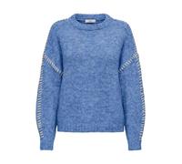 Rundhalspullover JDY "JDYZOEY LIFE L/S ON STITCH PULL KNT NOOS", Damen, Gr. XS, ebb and flow detail:with birch stitch, Strick, Obermaterial: 70% Polyester, 21% Nylon, 8% Wolle, 1% Elasthan, unifarben